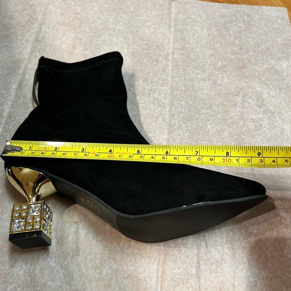 NWOT - Faux Suede Ankle boots with Square Rhinestone Décor Heels (US 7) - Picture 11 of 12